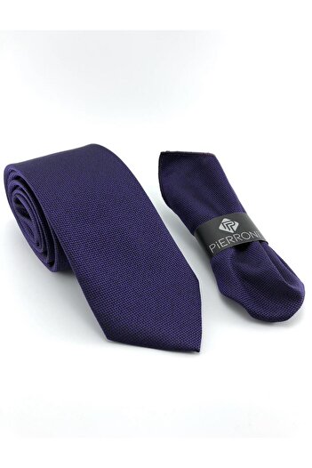 PİERRONİ Custom Plain Melange Pattern Handkerchief Tie