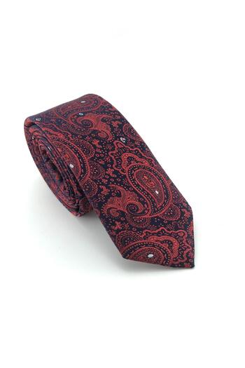 PİERRONİ Red Shawl Pattern Slim Tie