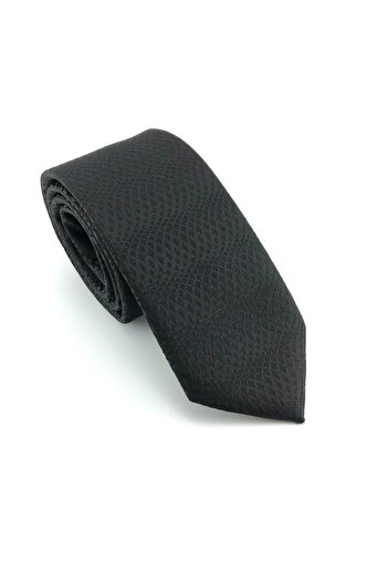 PİERRONİ Black Patterned Slim Tie
