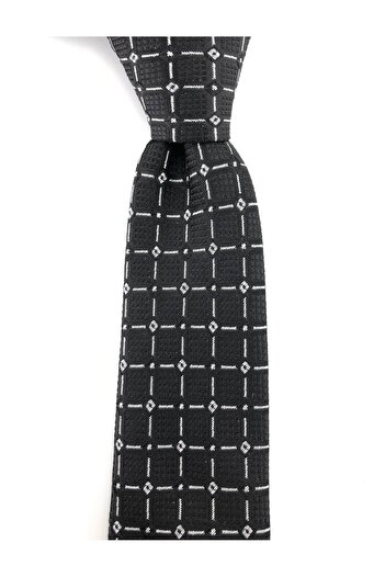 PİERRONİ Black and White Patterned Slim Tie