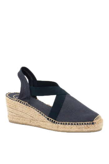 Toni Pons Navy Blue Wedge Heeled Straw Sole Women's Shoes