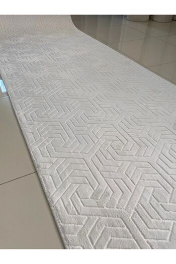 AKSU Krem Jel Kaymaz Taban Yıkanabilir Yumuşak Yüzey Kesme Halı Yolluk