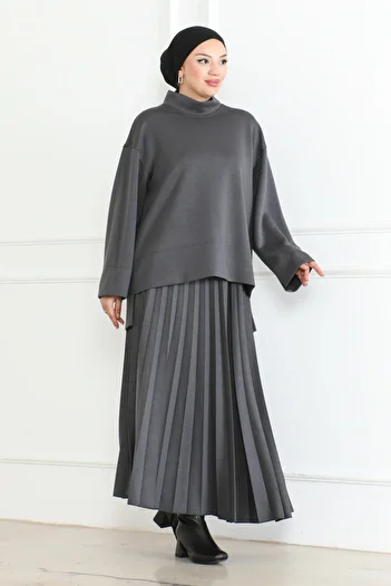 KADEEM Smoke Scuba Modal Skirted Suit