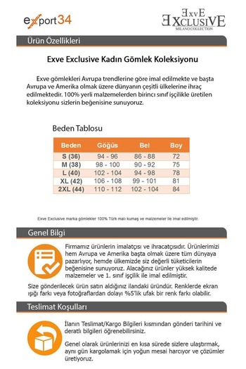 Exve Exclusive Çivit Mavisi Basic Sade Tek Renk Uzun Kollu Kadın Gömlek