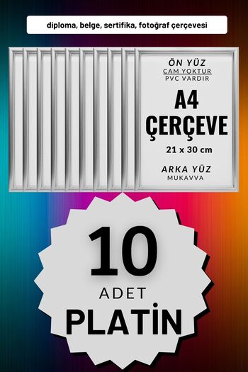 CreaWitch 10Pcs A4 Platinum Pvc Frame - with Diploma, Document and Photo Pictures