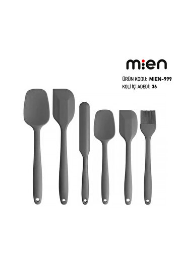 MİEN 6-Piece Silicone Heat Resistant Gray Kitchen Set