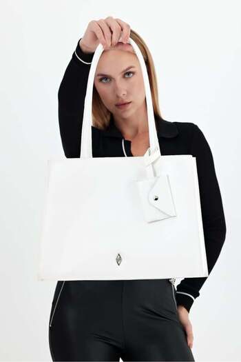 Aron Atelier Abella White Women's Briefcase Laptop and Casual Shoulder Bag