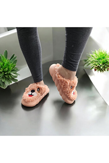 AkınalBella Winter Soft Eared Dog Figure House Slippers