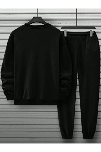 SAAT TEKSTİL Ανδρικό Σετ Φούτερ Μαύρο Balance Summer Oversize