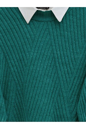 Modamorfo Yürüme Knitwear Diamond Patterned Knitwear Tunic - Emerald