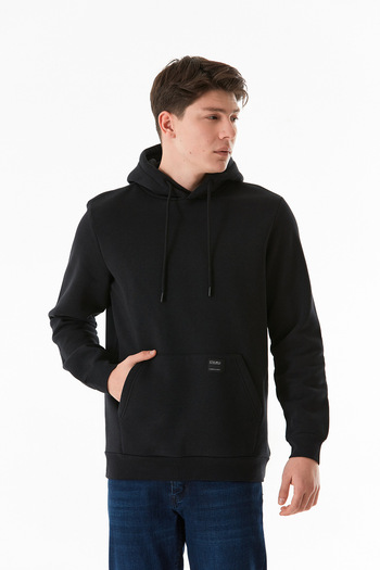 Fulla Moda Kangaroo Pocket Hooded Basic Sweatshirt - 3 Thread Hoodie