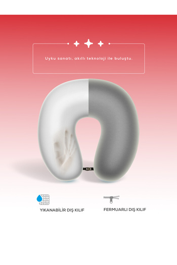 moda home bedding Visco Neck Pillow-Travel Pillow - Visco Pillow, Removable Cover, Gray Pillow