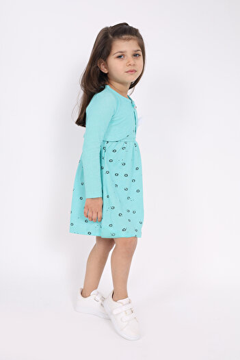 Toontoy Girl's Dress with Chest Flower Detail