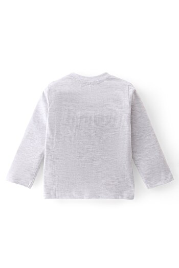 Babyhug 100% Cotton Knit Full Sleeves T-Shirt with Dino Graphic - Grey