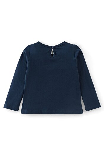Babyhug Babyhug 100% Cotton Knit Full Sleeves T-Shirt with Text Graphics - Navy Blue