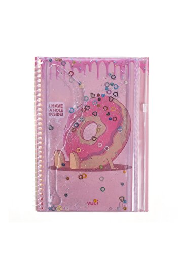 VUKİ Fast Food Silvery and Watery Cover A5 Notebook with Pencil Case
