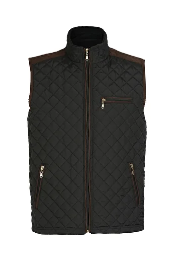 HAMİTOGULLARI Black Tie Stitched Quilted Vest