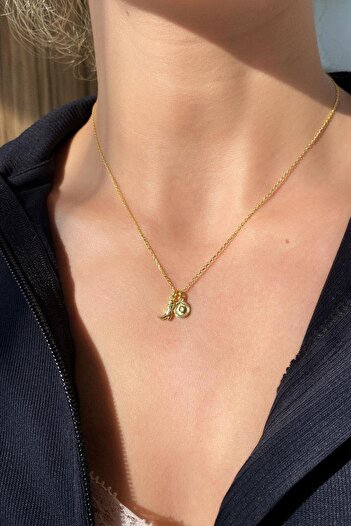 Spossy Silver Jewelry 925 Ayar Gümüş, 14 Ayar Gold, Minimal Kovboy Çizme ve Şapka Kolye