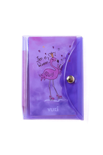 VUKİ Flamingo Colorful Covered Mini 3 Compartment Notebook with Pen