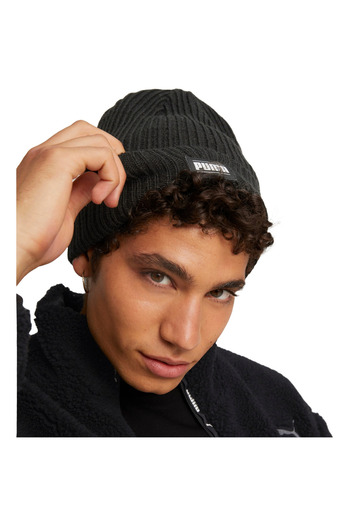 Puma Bean Ribbed Classic Cuff Beanie, Black, Unisex
