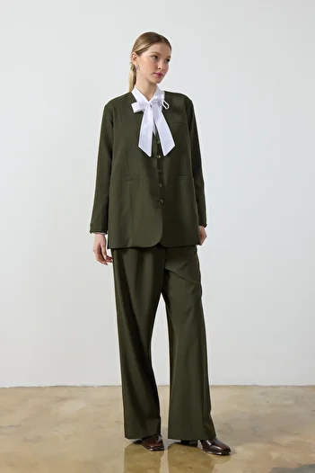 Birgül Bektaş Khaki Wide Leg Pants