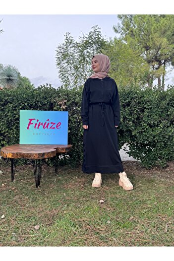 Firuze Elbise spor fermuarlı