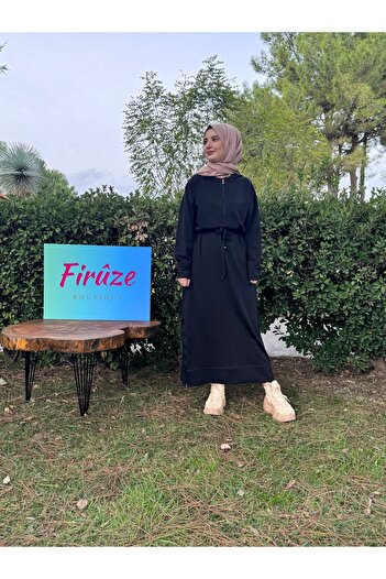 Firuze Elbise spor fermuarlı