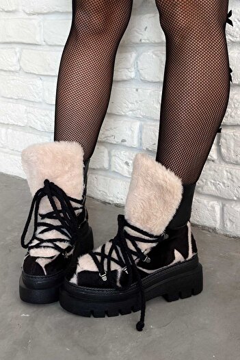 Shoebutik Norway Ασπρόμαυρες καρό μπότες