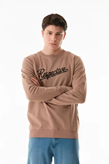 Fulla Moda Суичър с кръгла яка и бродерия с текст