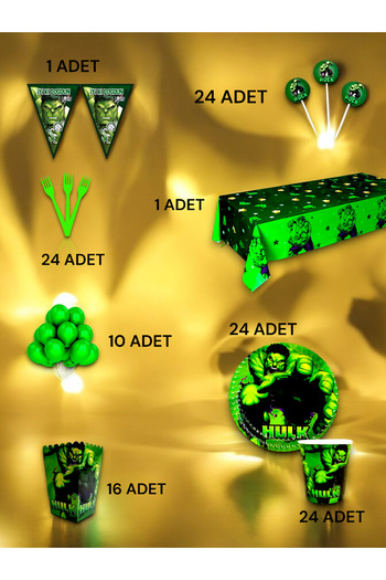 VibeHome Hulk Themed Luxury Set for 24 - Birthday Party and Fun Events