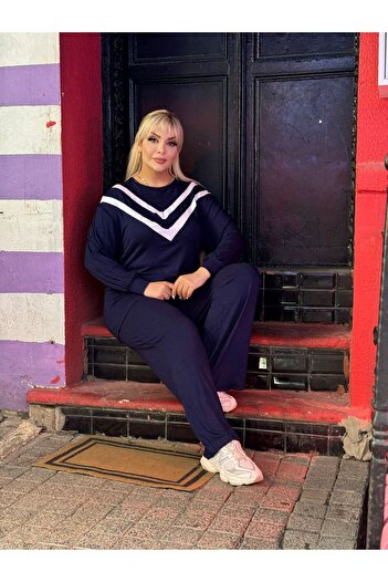 Butik Nilyam Дамски анцуг с голям размер на райе с детайлни балонени ръкави 22001