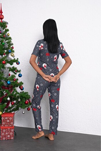 Z&G ZARRAGENBOS Kadın Süet Gömlek Yaka Önü Düğmeli Pijama Takımı
