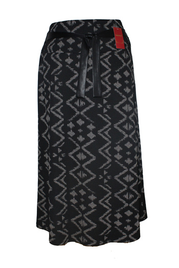 HESNA Women's Seasonal Elastic Leopard Pattern Black Skirt