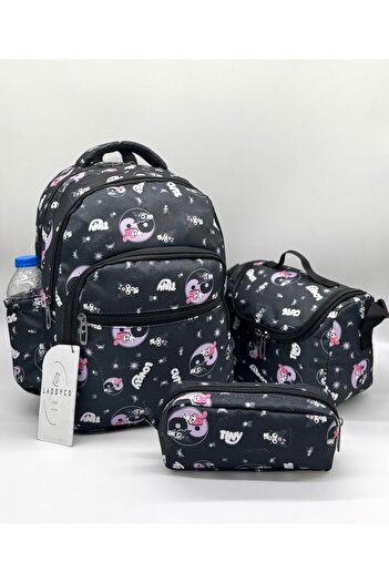 Bevitton Orthopedics Primary School Bag - Character Printed, Girl's Black 3-Piece Set
