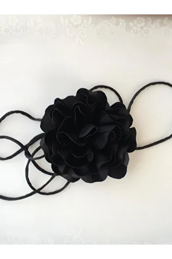 karantuhafiye Necklace / Choker Necklace/laced Fabric Flower Necklace (10 Cm) ( Bk1 )