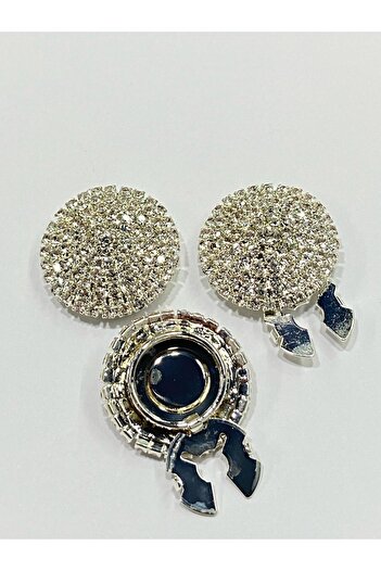 karantuhafiye Jewelled Button / Jewelled Clip Button / Set of 3 / 2.7 cm Silver