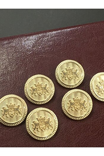 karantuhafiye Trench Coat And Coat Button Gold Metal Set of 6 / Double Lion Model