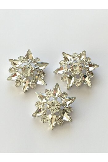 karantuhafiye Stoned Button Big Star Model Set of 3 Silver