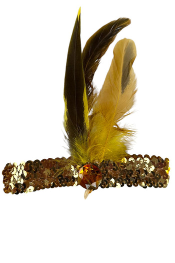 TAKIŞTIR Yellow Color Feather Figured Charleston Headband