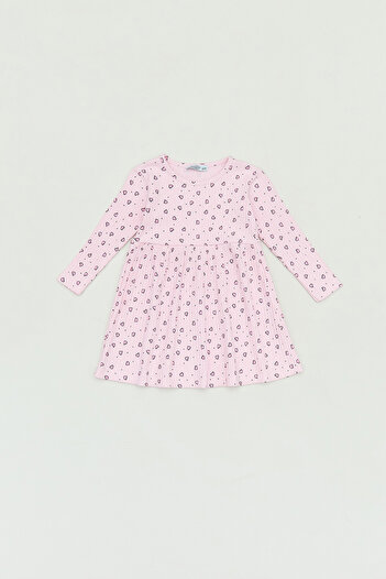Fulla Moda Heart Printed Ribbed Girl's Dress