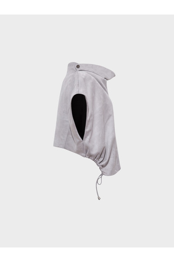 RİVUS Gray Suede Vest - High Top, Sleeveless and Lacing Detail