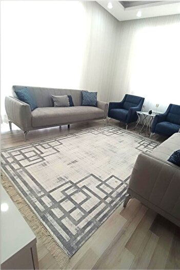 VOPTEKS Gri Halı Salon Halısı Makinede Yıkanabilir Yatak Odası Halısı Mutfak Halısı Yolluk