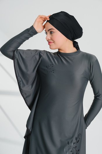 Remsa Mayo Lycra Full Covered Hijab Μαγιό Tuna Grey 2239