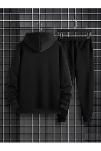 Sezon tekstil Σετ αθλητική φόρμα Unisex μαύρη με κουκούλα