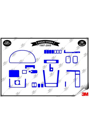 FD Damla Etiket pentru Suzuki Vitara 1997-2005 Garnitură Consolă Torpedo Set Furnir Mahon Piept 26 Bucăți Albastru
