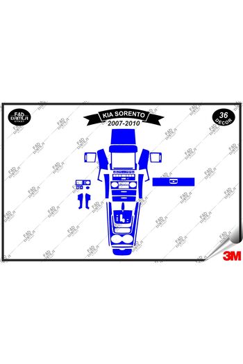 FD Damla Etiket 2007-2010 Kıa Sorento Blue Consolă de torpedo - Set de 36 bucăți din furnir de mahon