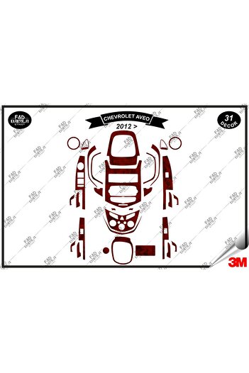 FD Damla Etiket Chavrolet Aveo 2012 - Set de 31 de piese pentru consola de torpedo din mahon
