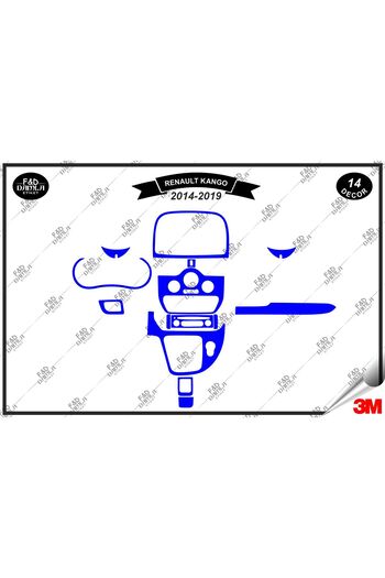 FD Damla Etiket Renault Kango 2014-2019 Set de 14 piese pentru consola de torpedo albastru din mahon