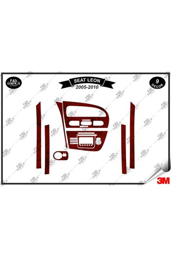 FD Damla Etiket Seat Leon 2005-2010 Consolă torpedo - Set de 9 bucăți din furnir de mahon