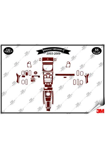 FD Damla Etiket Renault Megane 2 2003-2009 Garnitură Consolă Torpedo - Set 55 Piese Piept Mahon